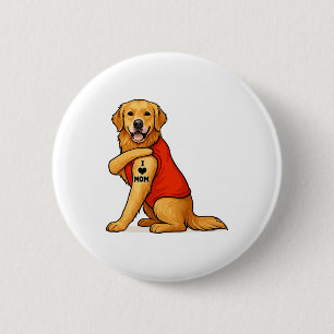 Funny golden retriever Dog I Love Mum Tattoo Lover 6 Cm Round Badge