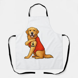 Funny golden retriever Dog I Love Mum Tattoo Lover Apron