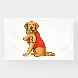 Funny golden retriever Dog I Love Mum Tattoo Lover Banner