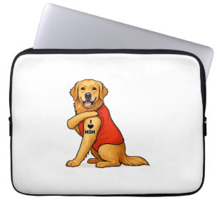 Funny golden retriever Dog I Love Mum Tattoo Lover Laptop Sleeve