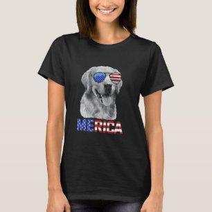 Funny Golden Retriever Dog Merica 4th July Patriot T-Shirt