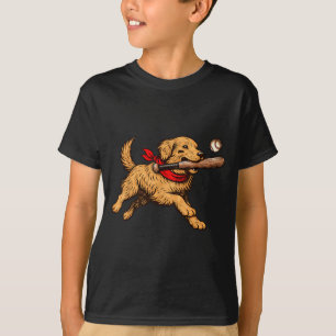 Funny Golden Retriever Dog Playing Baseball Game D T-Shirt