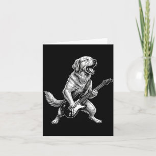 Funny Golden Retriever Dog Playing Guitar Card
