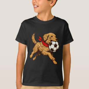 Funny Golden Retriever Dog Playing Soccer Game Day T-Shirt