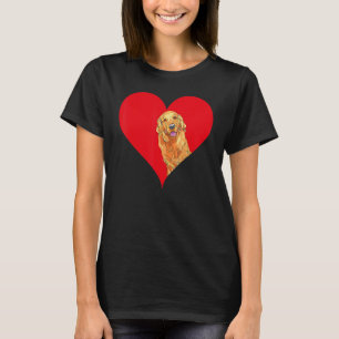 Funny Golden Retriever Dog Red Heart Valentine's D T-Shirt