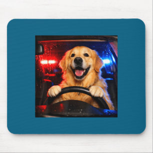 Funny golden retriever driving meme dog driving a mouse mat