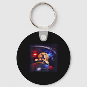 Funny golden retriever driving meme dog driving aF Key Ring
