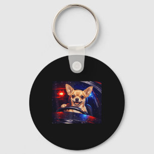 Funny golden retriever driving meme dog driving aF Key Ring