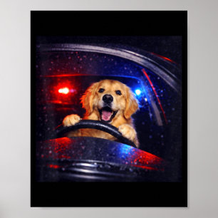 Funny golden retriever driving meme dog driving aF Poster