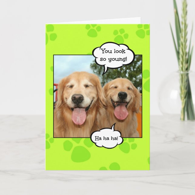 Funny Golden Retriever Golden Oldie Birthday Card (Front)