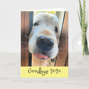 Funny Golden Retriever Goodbye 2020 New Year's Holiday Card