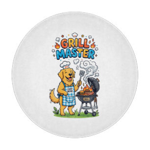 Funny Golden Retriever Grill Master BBQ Graphic Cutting Board