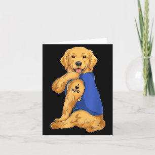 Funny Golden Retriever Love Dad Paw Tattoo Fathers Card