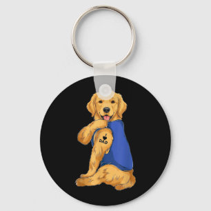 Funny Golden Retriever Love Dad Paw Tattoo Fathers Key Ring