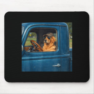 Funny golden retriever meme dog driving vintage mouse mat