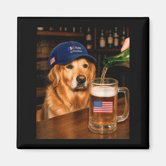 Funny Golden Retriever Meme Drinking Beer 250th Magnet (Front)