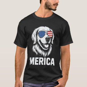 Funny Golden Retriever 'Merica 4th of July Patriot T-Shirt