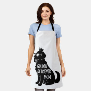 Funny Golden Retriever Mum   Cute Dog with Crown  Apron