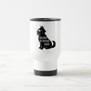 Funny Golden Retriever Mum   Cute Dog with Crown  Travel Mug