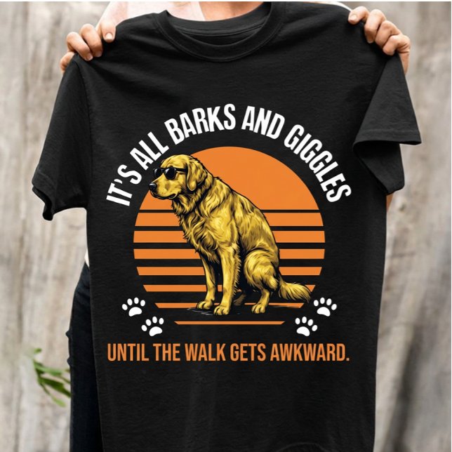 Funny Golden Retriever Retro Sunset Awkward Dog  T-Shirt (Creator Uploaded)