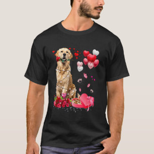 Funny Golden Retriever Rose Heart Happy Valentine T-Shirt