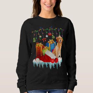 Funny Golden Retriever Santa Hat Christmas Lights Sweatshirt