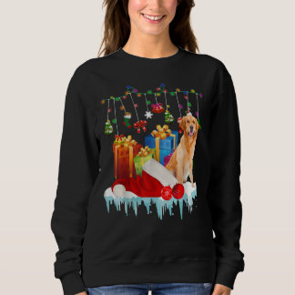 Funny Golden Retriever Santa Hat Christmas Lights Sweatshirt