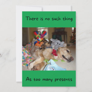 Funny Golden Retriever with Lots of Toys Christmas Holiday Card