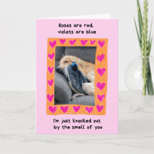 Funny Golden Retriever with Shoe Valentine's Card