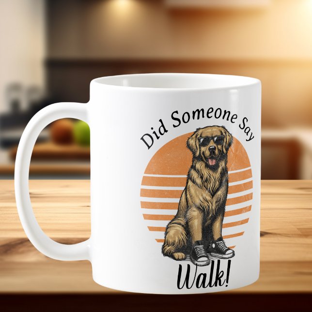 Funny Golden Retriever with sun glasses Coffee Mug (Fun Mug for Golden Retriever owners)