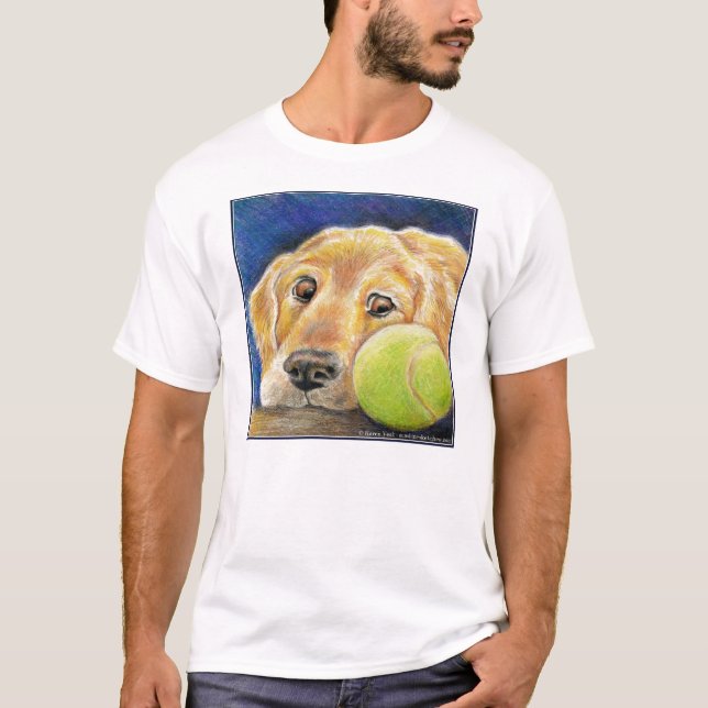 Funny Golden Retriever with Tennis Ball T-Shirt (Front)