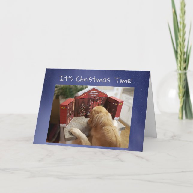 Funny Golden Retriever with Treats Advent Calendar Card (Front)
