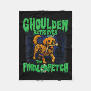 Funny Golden Retriever Zombie Halloween, Soky Ghou Fleece Blanket