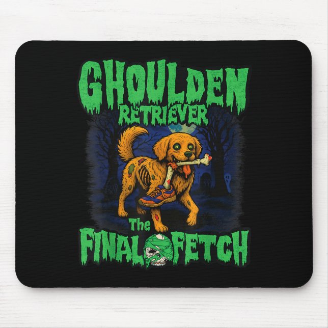 Funny Golden Retriever Zombie Halloween, Soky Ghou Mouse Mat (Front)