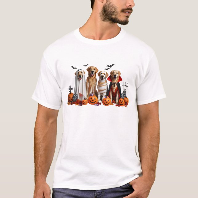 Funny Golden Retrievers Halloween Dog Lover T-Shirt (Front)
