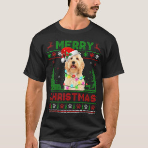 Funny Goldendoodle Dog Tree Christmas Lights Xmas T-Shirt