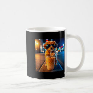 Funny goldendoodle drinking iced coffee animal mem mug