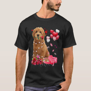 Funny Goldendoodle Rose Heart Happy Valentine Day T-Shirt