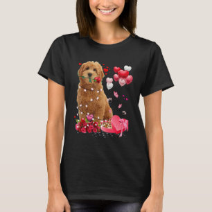 Funny Goldendoodle Rose Heart Happy Valentine Day T-Shirt