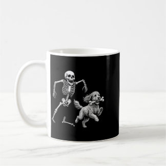 Funny Goldendoodle With Skeleton Bone Halloween Coffee Mug