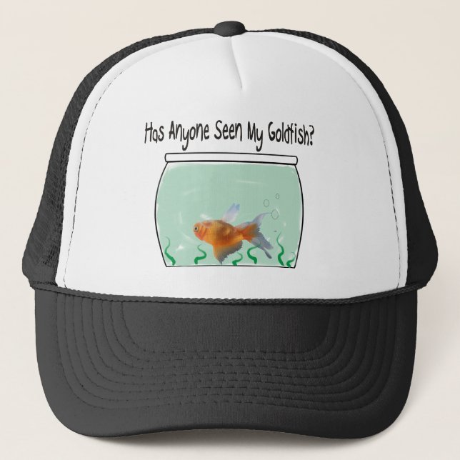 Funny Goldfish and Bowl Trucker Hat (Front)
