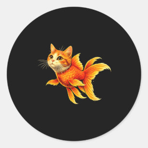 Funny goldfish cat hybrid cute animal meme classic round sticker