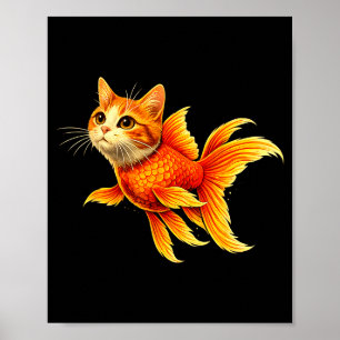 Funny goldfish cat hybrid cute animal meme poster