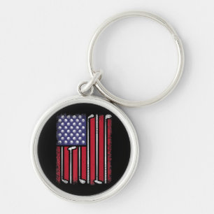 Funny Golf American Flag Golf Player Vintage Golfe Key Ring