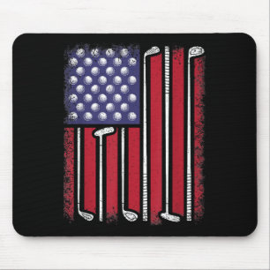 Funny Golf American Flag Golf Player Vintage Golfe Mouse Mat