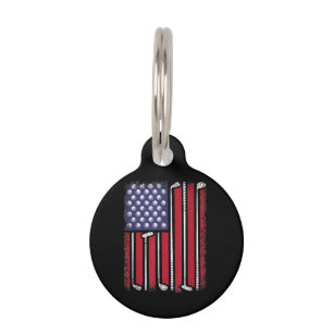 Funny Golf American Flag Golf Player Vintage Golfe Pet Tag