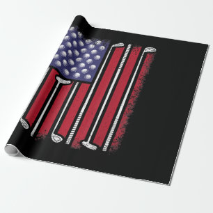 Funny Golf American Flag Golf Player Vintage Golfe Wrapping Paper