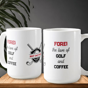 Funny Golf and Coffee Bold Typography Personalised Mug
