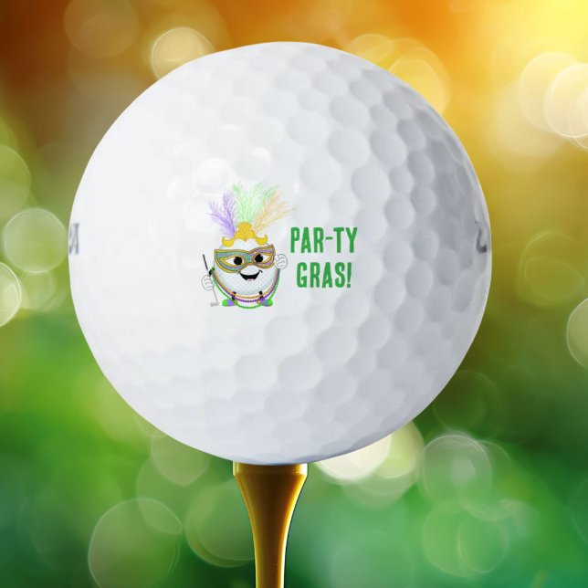 Funny Golf Ball Celebrating Mardi Gras  (Creator Uploaded)