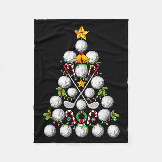 Funny Golf Ball Christmas Tree Christmas Golf Love Fleece Blanket (Front)